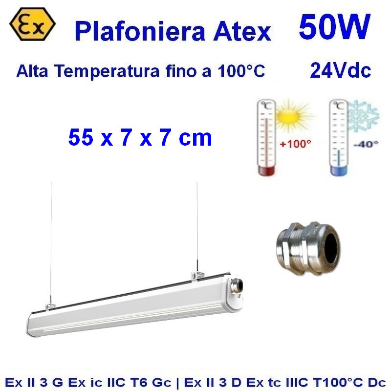 Plafoniera Atex 24 Vdc 50W 50 cm , Cat. 3 IP66